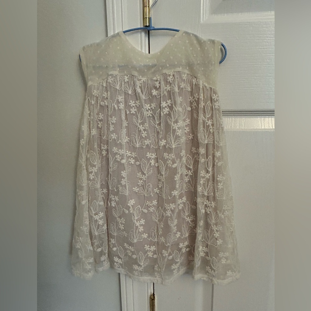 Elestory Cream Floral Lace Dress